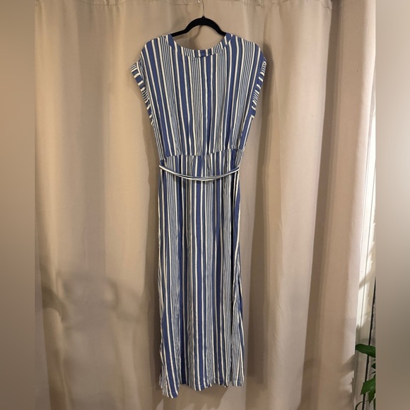 ECI Navy and White Striped Maxi Dress - Picture 2 of 7